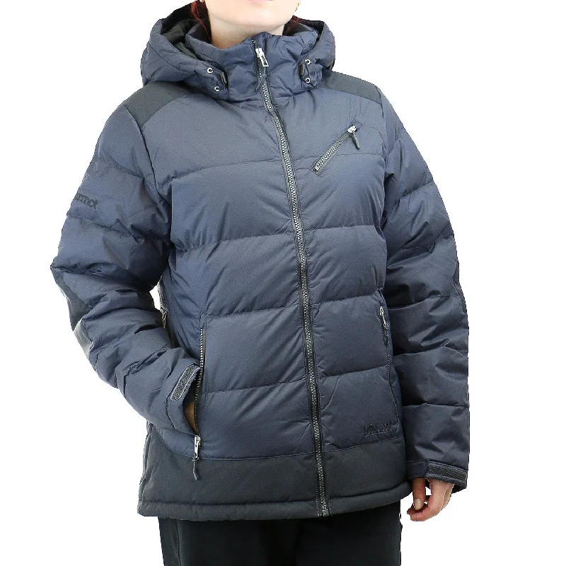 Marmot Sling Shot Down Jacket - Dark Steel/Black - Womens Ribbed Striped Patterned