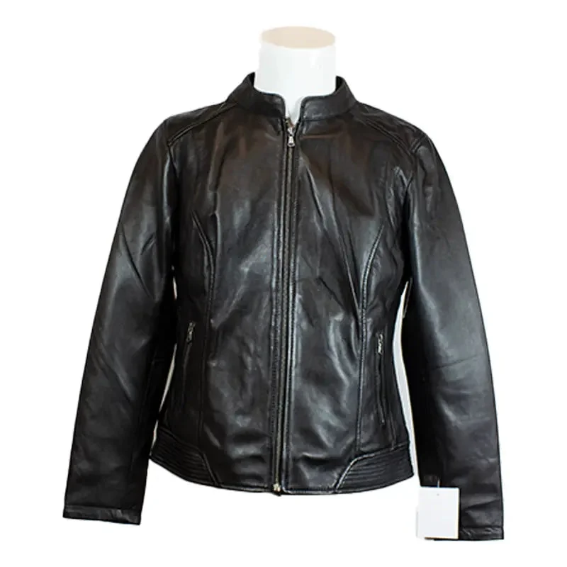 BOL Women's Waxed Sheep Leather Jacket Elegant Classic Vintage