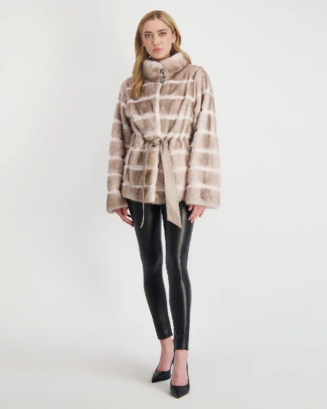 Mink Jacket Mesh Blend Leather Blend Suede Blend