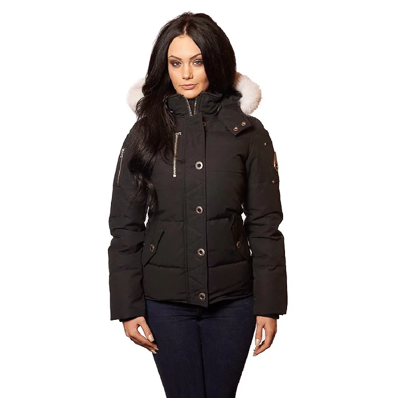 Moose Knuckles 3Q JACKET  - Black - Womens Collared Crew Neck Turtle Neck