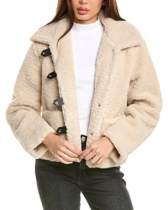 Noize Frieda Short Puffer Jacket Hooded Caped Shawl Collar