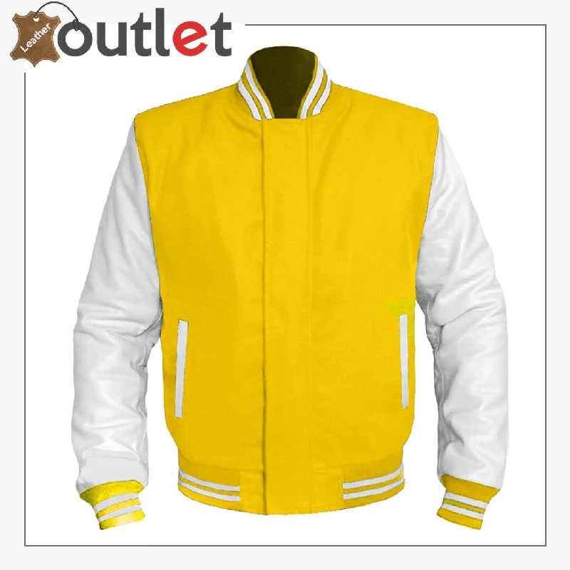 Original American Varsity White Leather jacket For Women Houndstooth Herringbone Solid Original American Varsity White Leather jacket For Women Houndstooth Herringbone Solid