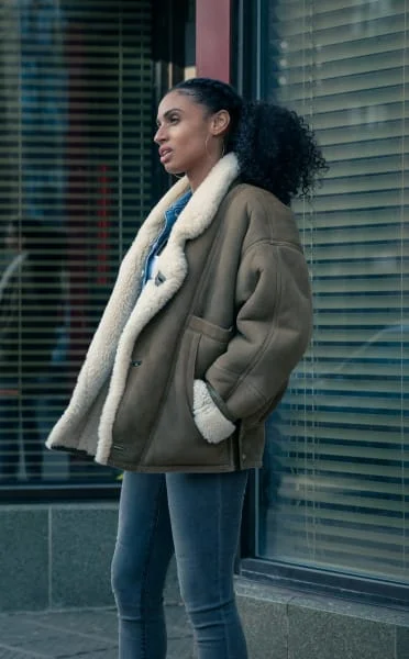 Power Book IV Force Gloria Shearling Jacket Striped Floral Plaid