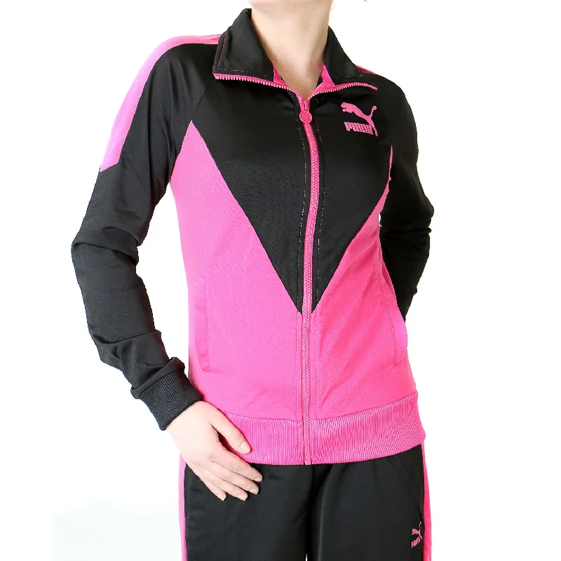 Puma Icon Track Jacket - Black/Beetroot Purple - Womens Houndstooth Herringbone Solid Puma Icon Track Jacket - Black/Beetroot Purple - Womens Houndstooth Herringbone Solid