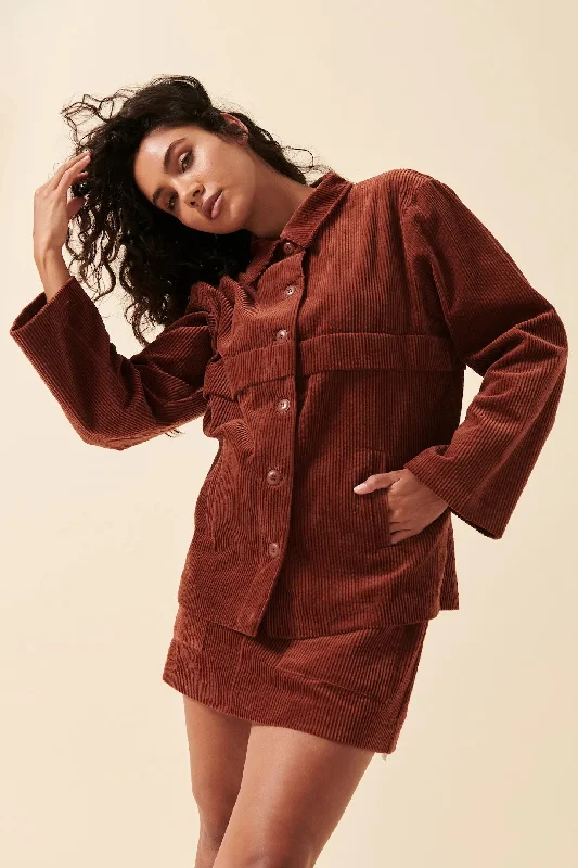 ROLLAS Womens  Francoise Cord Jacket Chestnut Sequined Glittery Shiny