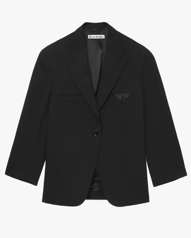 Oversized Suiting Jacket Asymmetrical Pockets Print