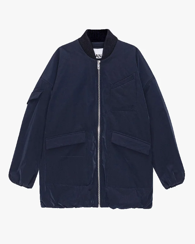 Oversized Bomber Jacket Zippered Front Buttoned Front Snap Front