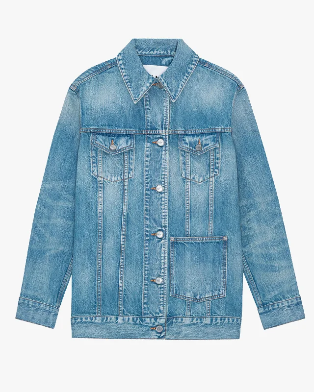 Tint Denim Oversized Jacket Collared Crew Neck Turtle Neck