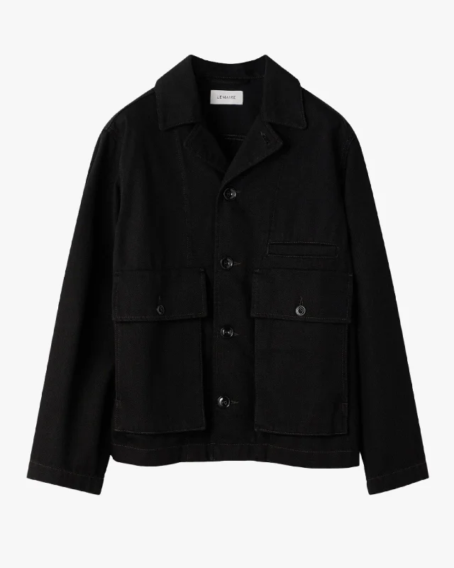 Boxy Jacket V-Neck T-Shirt Long Sleeve Cotton