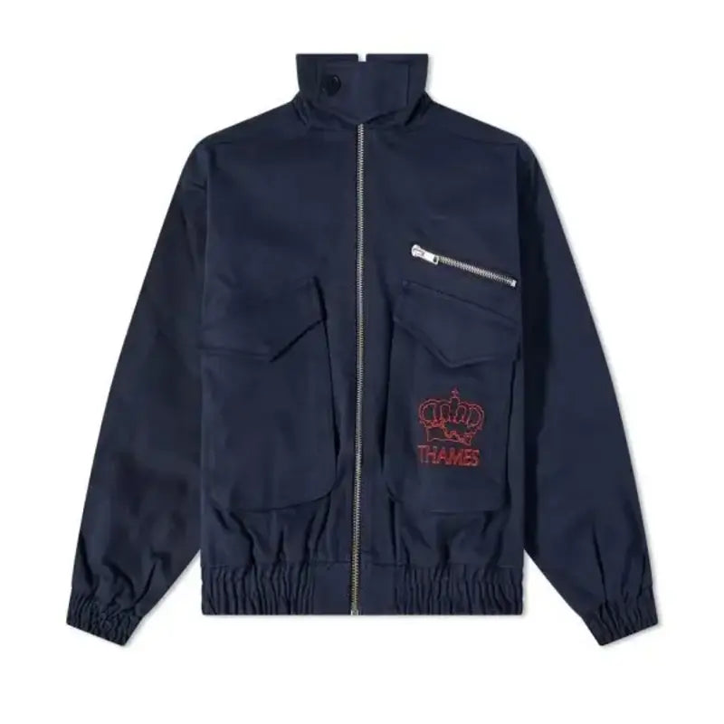 Thames Milling Navy Cotton Jacket Fleece Nylon Spandex