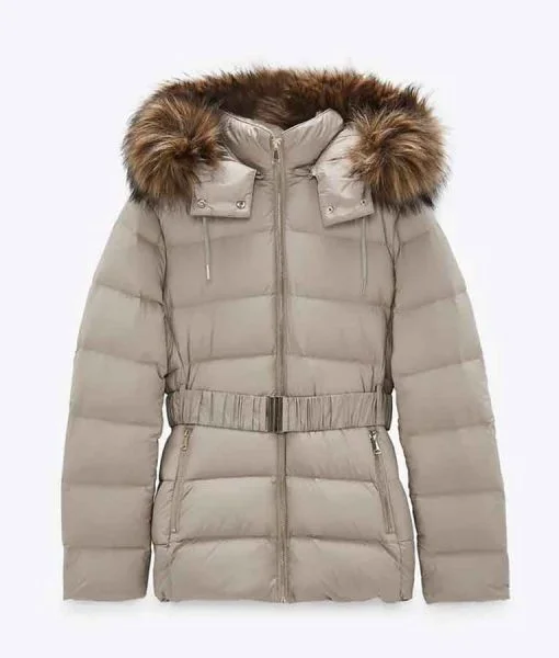 The Republic of Sarah Bella Whitmore Puffer Jacket Sequined Glittery Shiny