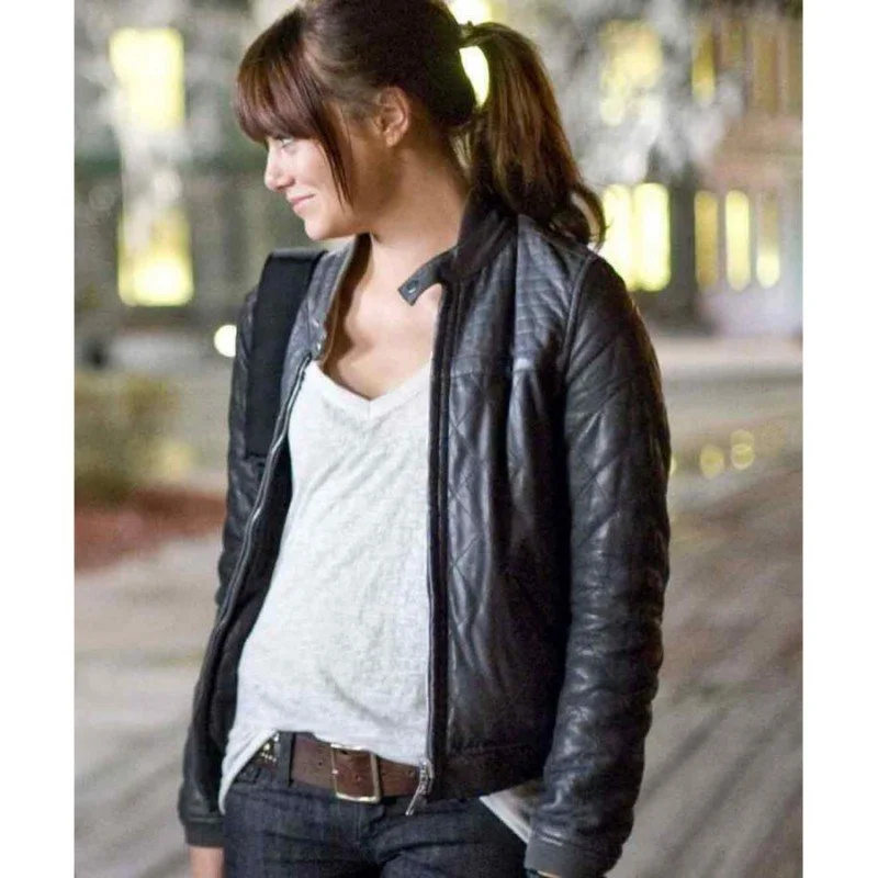 WICHITA ZOMBIELAND MOVIE EMMA STONE LEATHER JACKET Nylon Fabric Polyester Fabric Spandex Fabric WICHITA ZOMBIELAND MOVIE EMMA STONE LEATHER JACKET Nylon Fabric Polyester Fabric Spandex Fabric