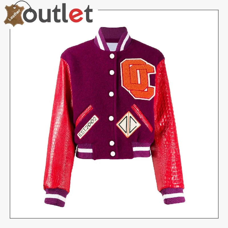 Women New Sateen Bomber Varsity Jacket Welt Pockets Slit Pockets