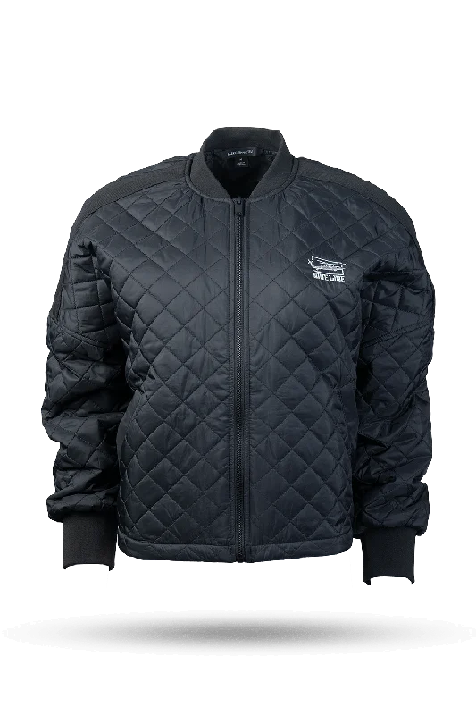 Women's Boxy Quilted Jacket Collared Crew Neck Turtle Neck