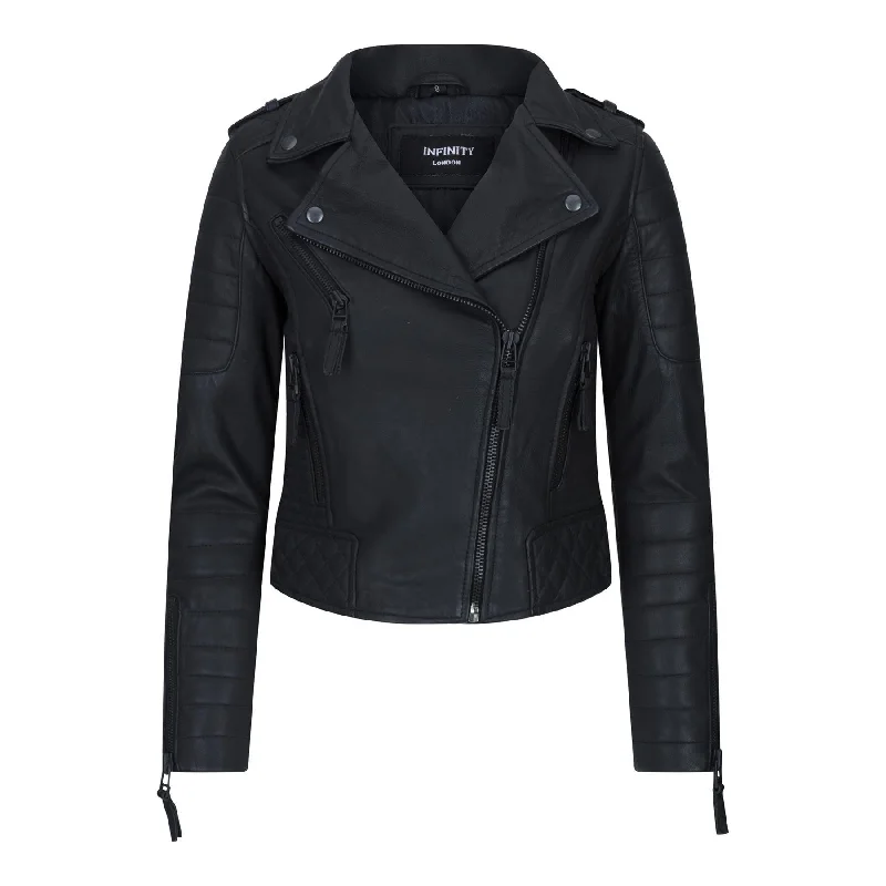 Womens Cross Zip Biker Leather Jacket Brando Matt Black Motorbike Slim Fit Vintage Retro Chenille Blend Fleece Blend Nylon Blend Womens Cross Zip Biker Leather Jacket Brando Matt Black Motorbike Slim Fit Vintage Retro Chenille Blend Fleece Blend Nylon Blend