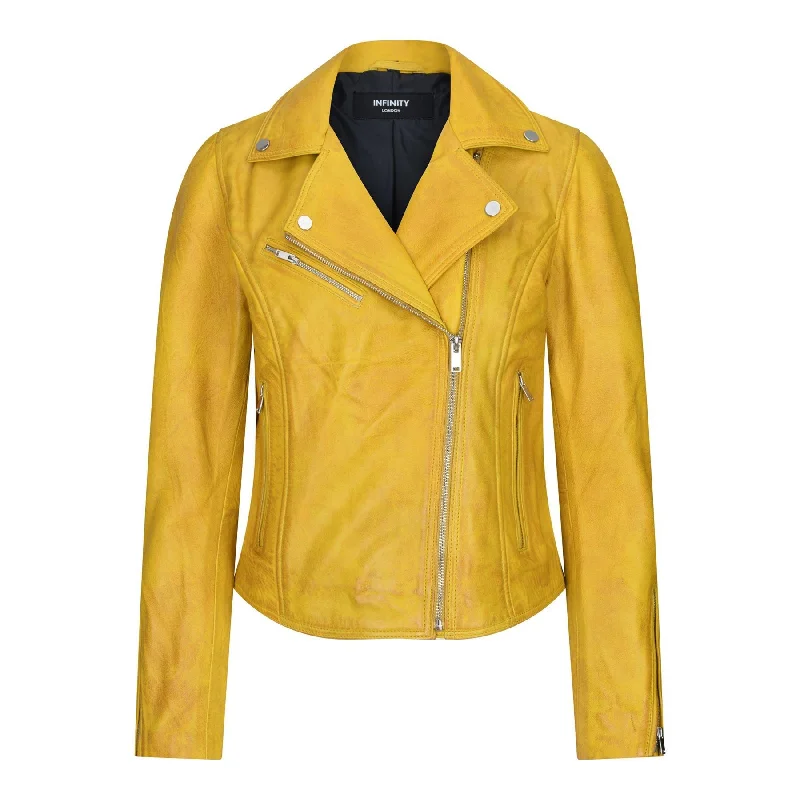 Womens Real Leather Biker Jacket Cross Zip Soft Slim Fit Brando Tan Brown Black Red Yellow Anti-Shrink Durable Soft Womens Real Leather Biker Jacket Cross Zip Soft Slim Fit Brando Tan Brown Black Red Yellow Anti-Shrink Durable Soft
