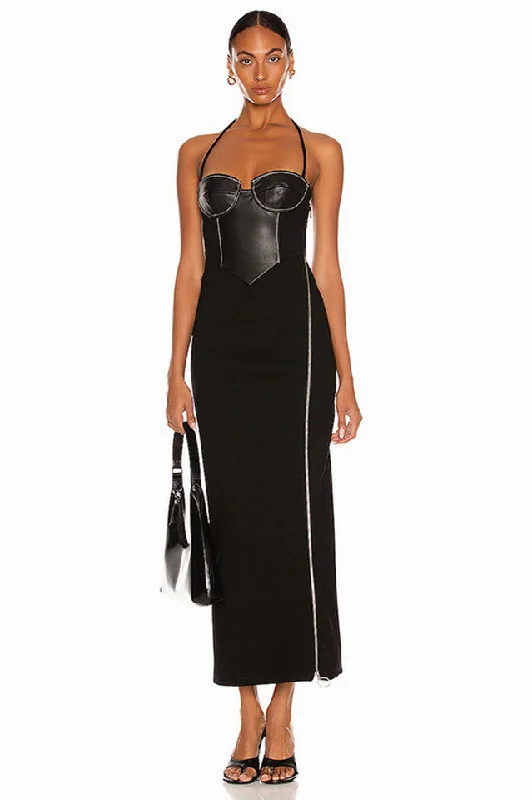 Black Halter Maxi Dress Elegant Lace Maxi Dress