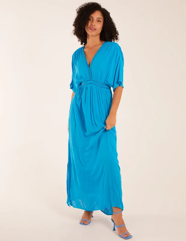 Rope Detail V Neck Maxi Dress Cozy Open-Back Maxi Dress