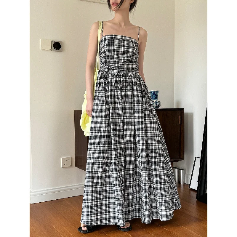 Checkered Sleeveless A-Line Maxi Dress Classic A-Line Maxi Dress