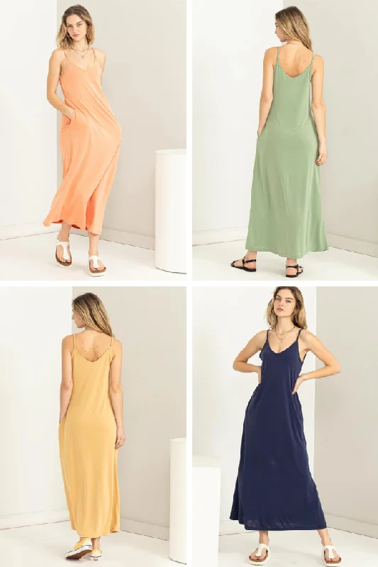 Classic Cami Maxi Dress Fashionable Maxi Dress with Fringe