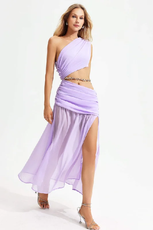 Cressida Split Chain Maxi Dress Stylish Maxi Dress with Frills