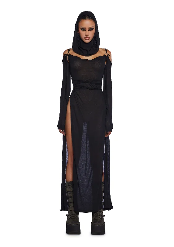 Downbeat Hooded Maxi Dress Cozy Longline Maxi Dress