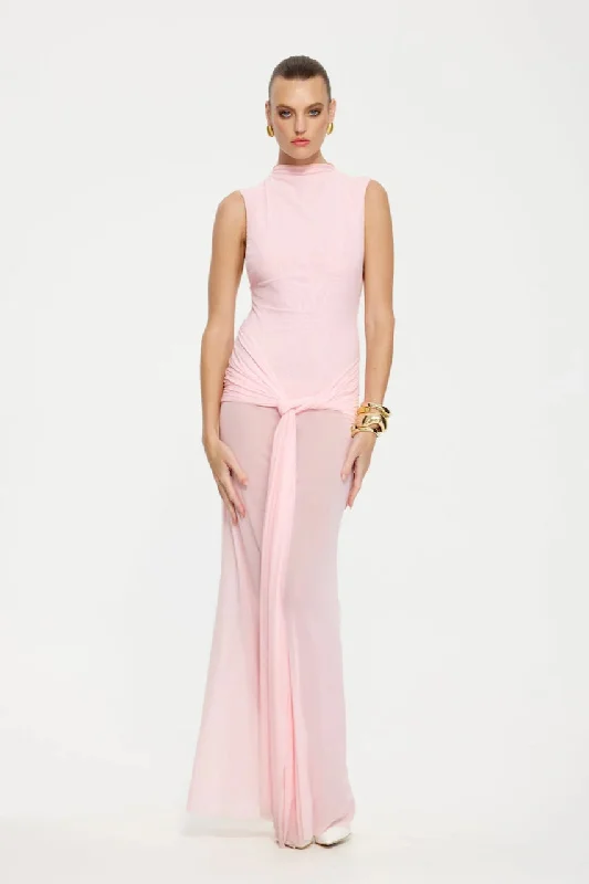 Effie Kats Roza Maxi Dress - Petal Pink Trendy Ruffled Maxi Dress