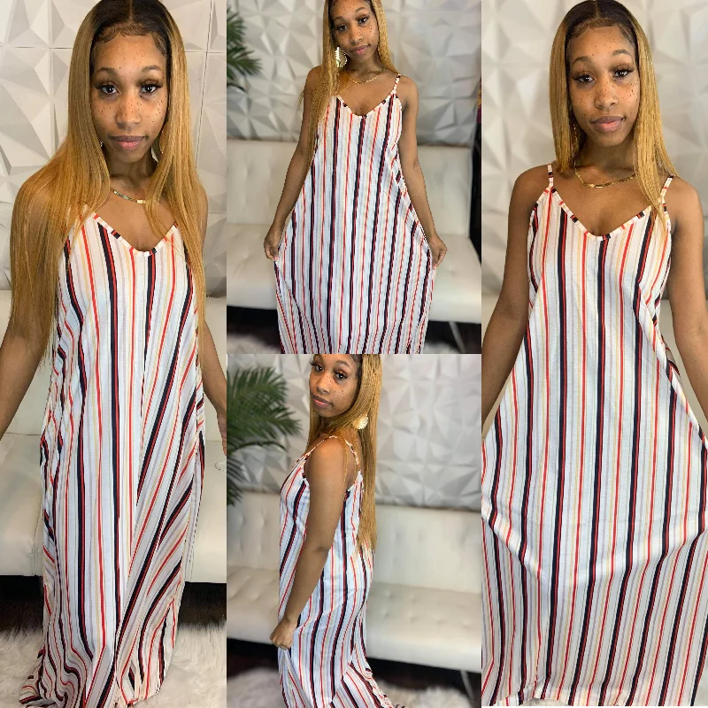 Feeling Stripey Maxi Dress Comfortable Maxi Dress with Belt
