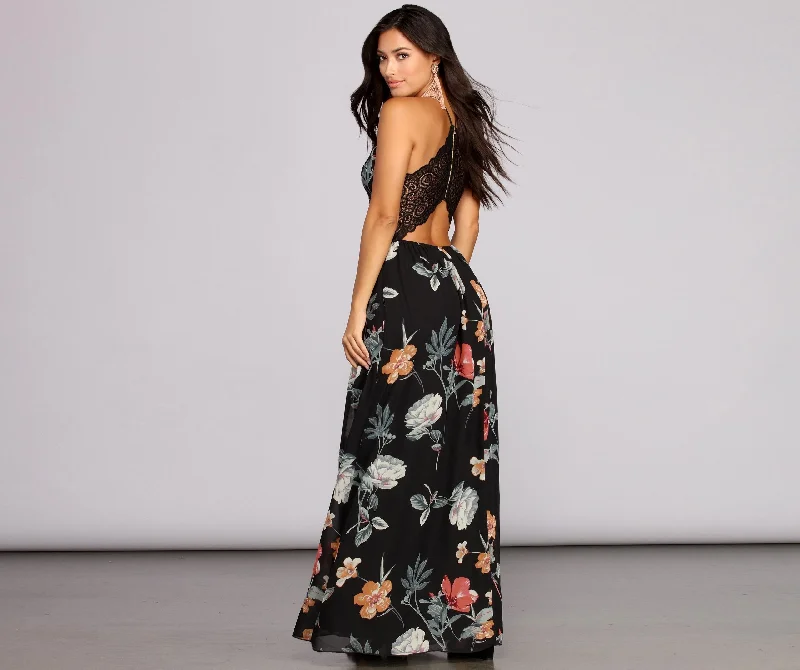 Flower Power Stylish Chiffon Maxi Dress Classic Solid Maxi Dress