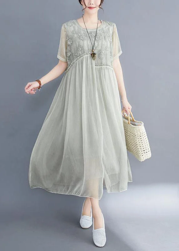 French Lake Green Ruffled Patchwork Cotton Maxi Dresses Summer Stylish Maxi Dress with Frills French Lake Green Ruffled Patchwork Cotton Maxi Dresses Summer Stylish Maxi Dress with Frills
