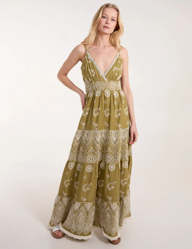 Cami Maxi Dress With Embroidery Elegant Velvet Maxi Dress