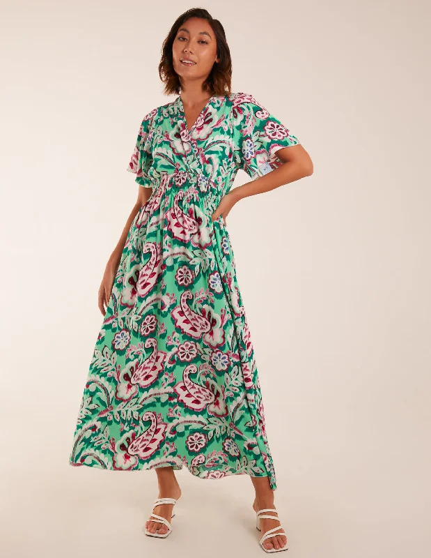 Oversized Paisley A Line Maxi Dress Fashionable High-Waist Maxi Dress