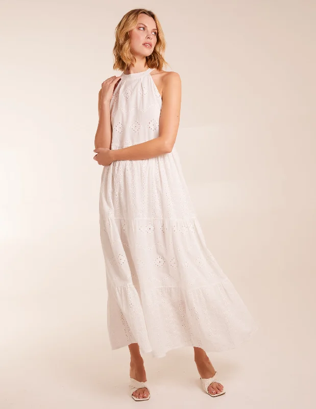 Halter Neck Crochet Detailed Maxi Dress Trendy Maxi Dress with Bow