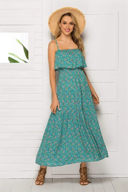 IRIS Maxi Dress - Green Chic Off-Shoulder Maxi Dress