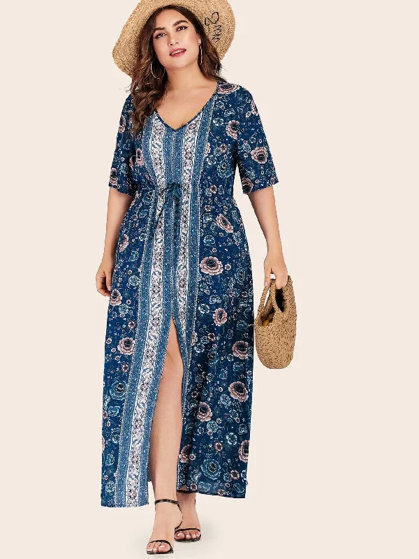 PLUS SIZE Positano Maxi Dress Elegant Wraparound Maxi Dress