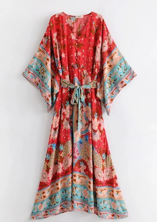 REALM Kimono Maxi Dress Fashionable Chiffon Maxi Dress