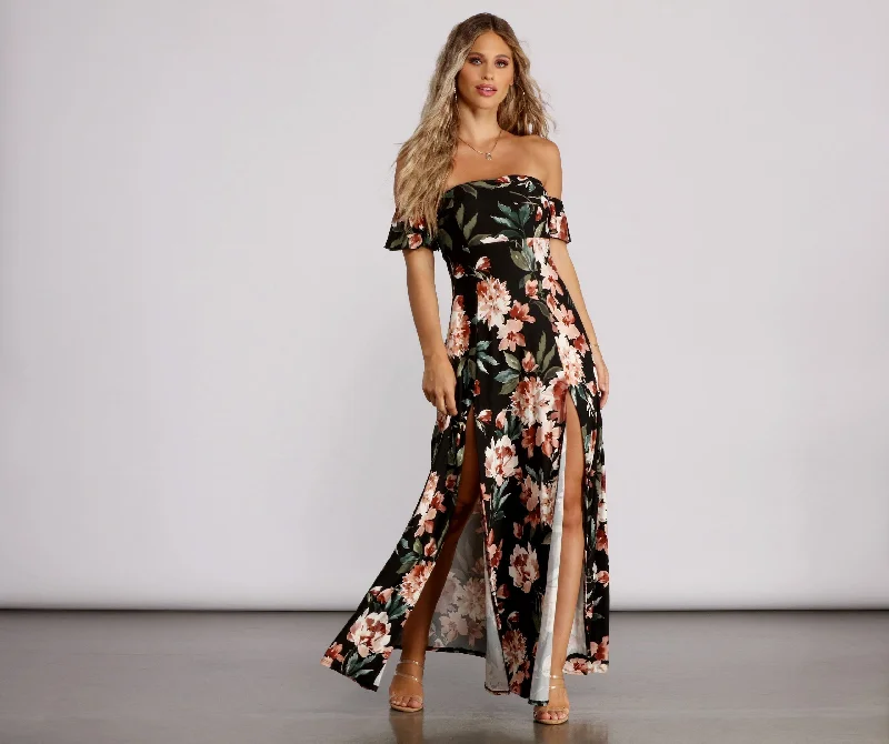 Stuck on Stylish Floral Maxi Dress Fashionable Halter Neck Maxi Dress