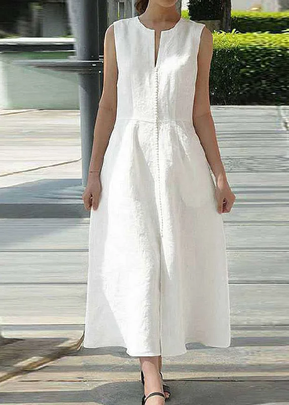 Style White O-Neck Patchwork Solid Tunic Cotton Maxi Dresses Sleeveless Elegant Floral Maxi Dress Style White O-Neck Patchwork Solid Tunic Cotton Maxi Dresses Sleeveless Elegant Floral Maxi Dress