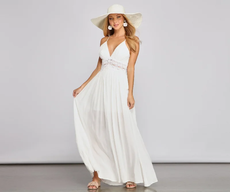 Stylish Girl Summer Charming Crochet Maxi Dress Trendy Maxi Dress with Bow