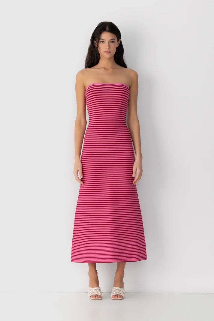 The Wolf Gang Sunmor Knit Maxi Dress - Candy Classic Strapless Maxi Dress