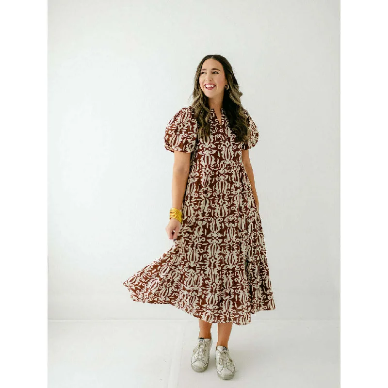 THML Brown Tiered Maxi Dress Comfortable Casual Maxi Dress