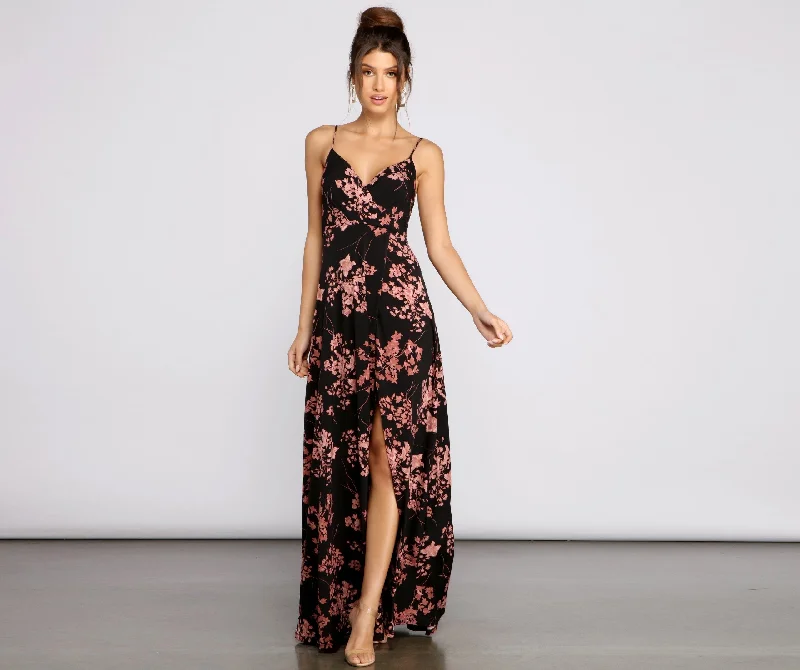 Total Sweetheart Floral Charming High Slit Maxi Dress Comfortable Casual Maxi Dress