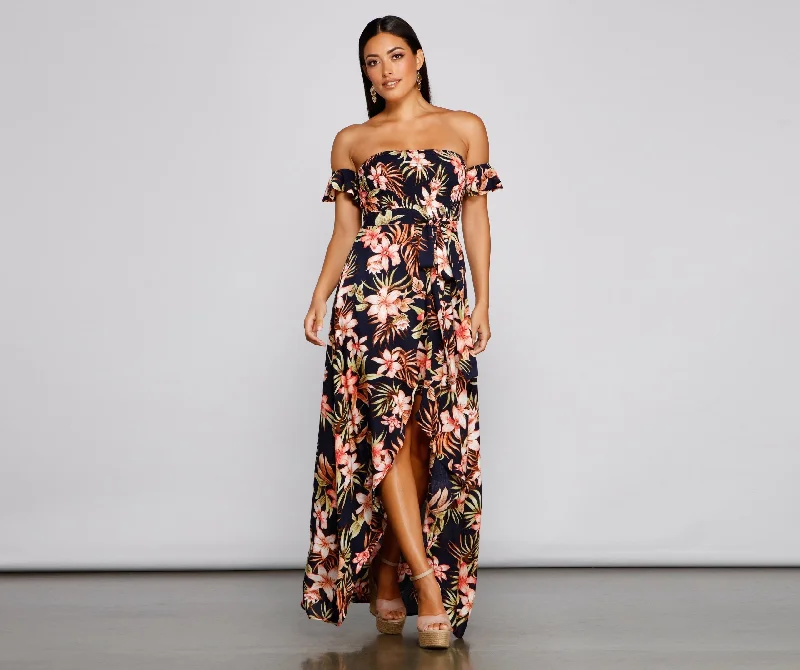 Tropical Sunsets Stylish Maxi Dress Comfortable Fit-and-Flare Maxi Dress