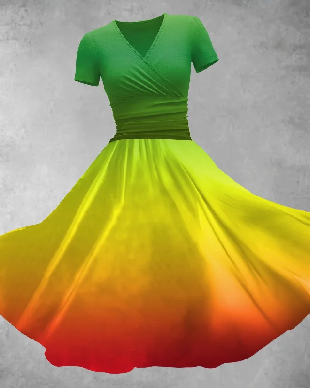 V Neck Simple Gradient Color Maxi Dress Cozy Knit Maxi Dress