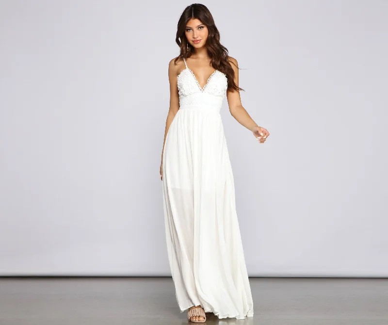 Vacay Vibes Crochet Charming Knit Maxi Dress Trendy Maxi Dress with Straps