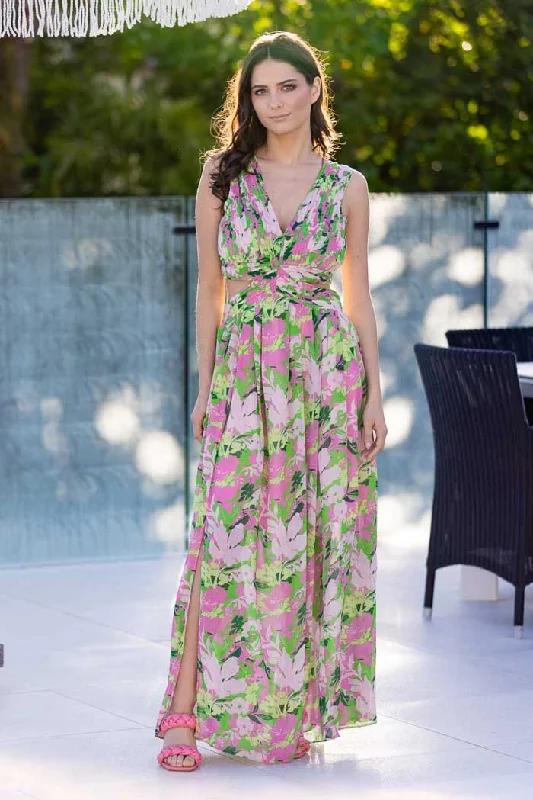 Verbena Maxi Dress Floral Elegant Maxi Dress with Pockets