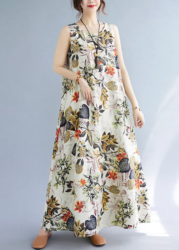 Vintage Orange Floral Leaves Print O-Neck Short Sleeve Bohemia Pleated Maxi Dress Comfortable Maxi Dress with Sleeves Vintage Orange Floral Leaves Print O-Neck Short Sleeve Bohemia Pleated Maxi Dress Comfortable Maxi Dress with Sleeves