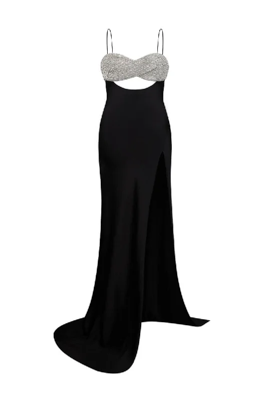 BLACK ETERNITY CUT-OUT MAXI DRESS Stylish Longline Maxi Dress