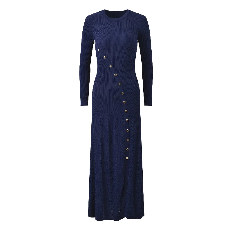 Long maxi Dress Blue Classic A-Line Maxi Dress