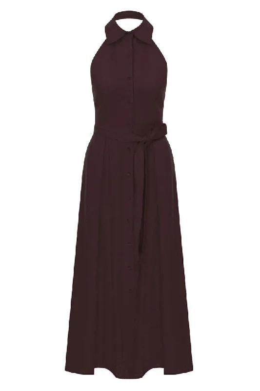 CARRIE BURNT SIENA LINEN MAXI DRESS Comfortable Satin Maxi Dress